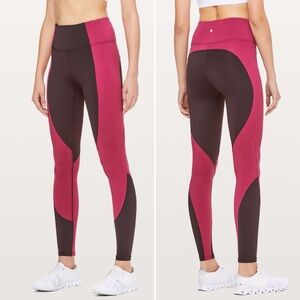 Lululemon Wake and Train Tight 6 Leggings Pink Marroon